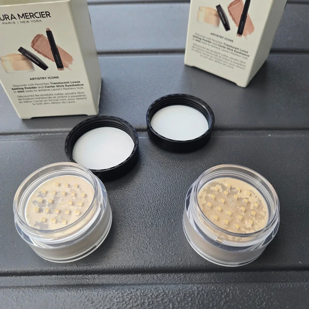 2x Laura Mercier Mini Artistry Icons translucent Loose Powder and Eyeshadow Set.